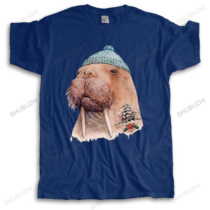 

Mens luxury cotton T shirt Tattooed Walrus T-shirt, Mens Tshirt, Walrus TeeBC summer fashion t-shirt men tops euro size boys S