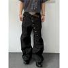 New American Retro Design Curved Long-breasted Casual Pants Silhouette Denim Original Cow Scimitar Jeans