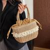 Yogodlns Women Straw Woven Bag Straw Tote Bag Large Capacity Weaving Shoulder Purse with Lace Woven Shopping HandBag Summer Beach Clutch