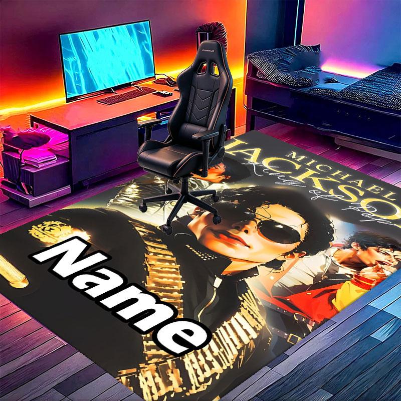Custom Name Personalized Michael Jackson Print Carpet, Versatile Home Decor Rug, for Playroom, Apartment, Balcony, Entryway, Hallway Gift