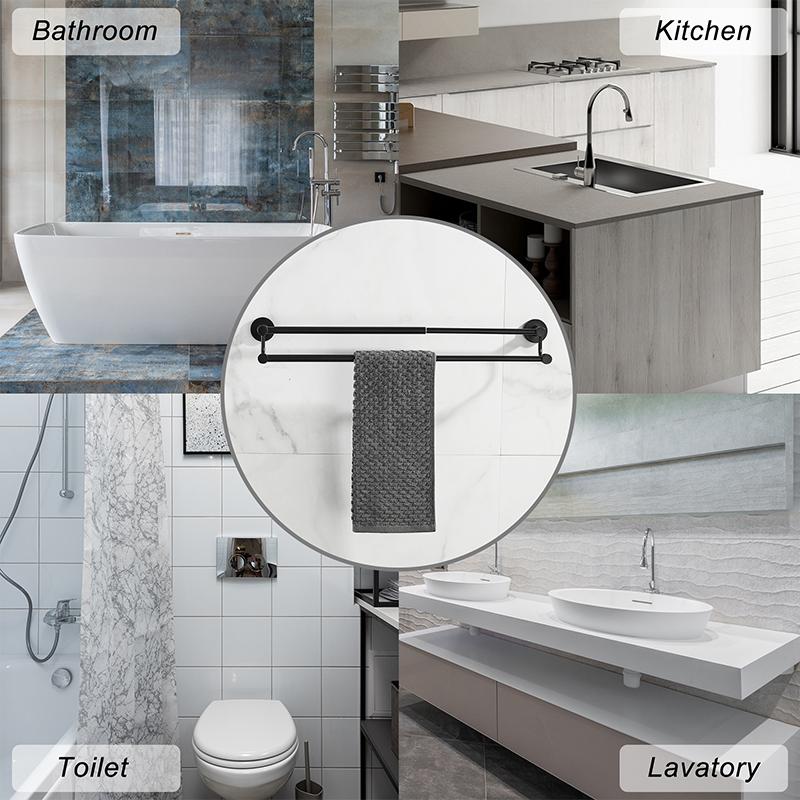 Bathroom Retractable Towel Double Bar Black, Chrome Towel Rack Extended Drying Towel Hanging Bar Gold, Nickel EL81024D