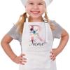 Personalized Kids Apron Cooking Kitchen Apron Pink Flower Initial and Name Apron for Children Custom Girls Cooking Apron Gift