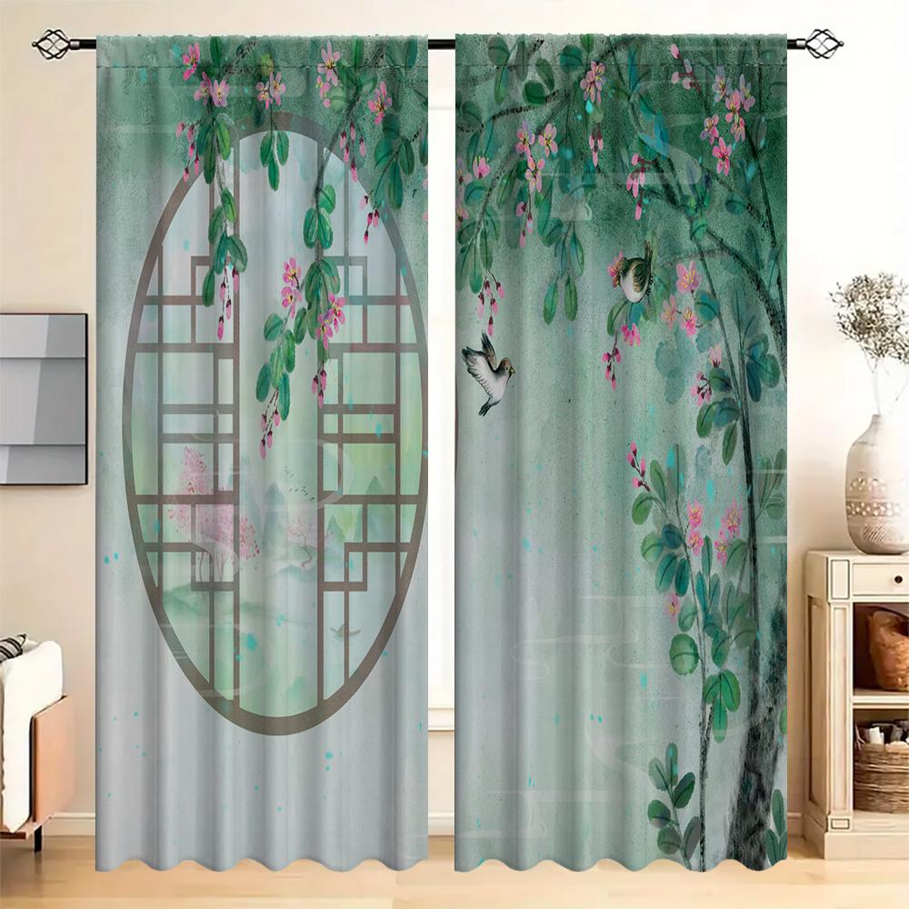 

2 шт. Домашние шторы с цветами и птицами, с пейзажным фоном и кулиской, Кухня, Кофейня, Гостиная, Бэкон 75x166cm