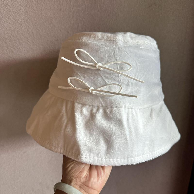Fisherman Cap Bowknot Solid Color Bucket Hat Sun Protection Gift Breathable