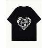 Weißes Oversized T-Shirt Glaube Herz Blumendesign Grafik-T-Shirt für Freizeitkleidung und Alltagsstil