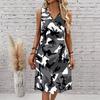 Plus Size V Neck Sleeveless Dress Verdant Mountain Valley Watercolor Print For Countryside Day Trip