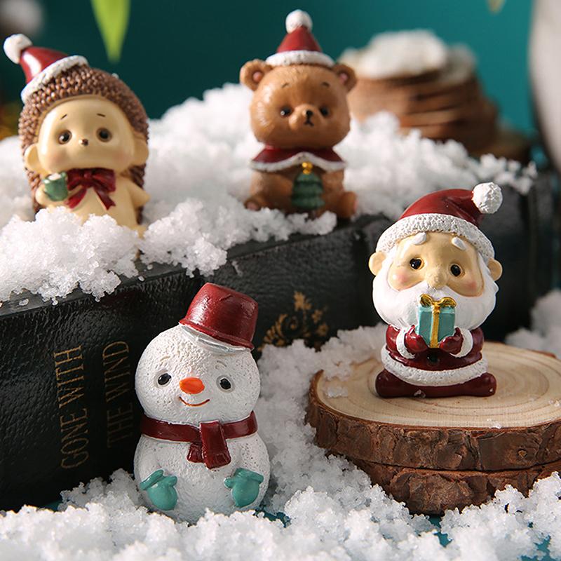 Christmas Series Craft Resin Animal Party Creative Mini Christma Tree Old Girl Kids Cute Gift Home Decoration Supplies Decor