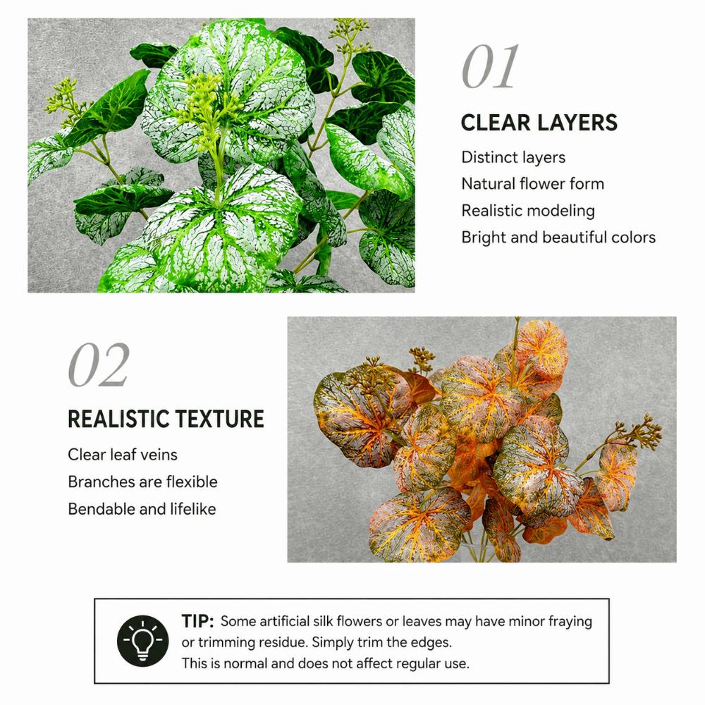 Silk Leaves Artificial Plant Multicolor Fake Plant Creative Faux Greenery Leaves Desktop Ornament