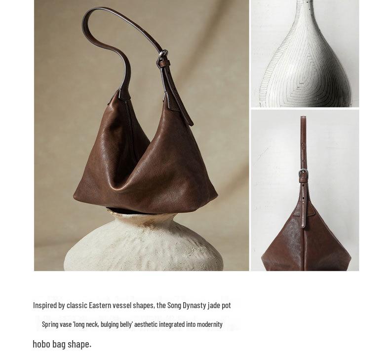 Qiu Zhen Genuine Leather Hobo Bag – Versatile, High-End Shoulder Bag for Women