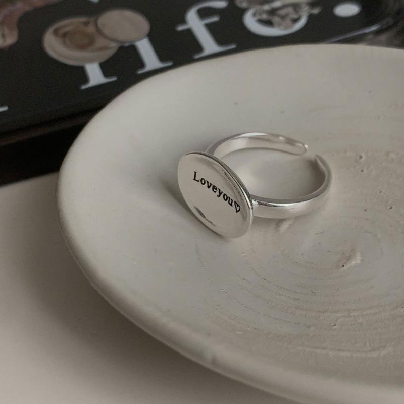 

Chic Irregular Black Agate Oval Letter Ring For Women Unique Design Adjustable Copper Ring Finger J4495