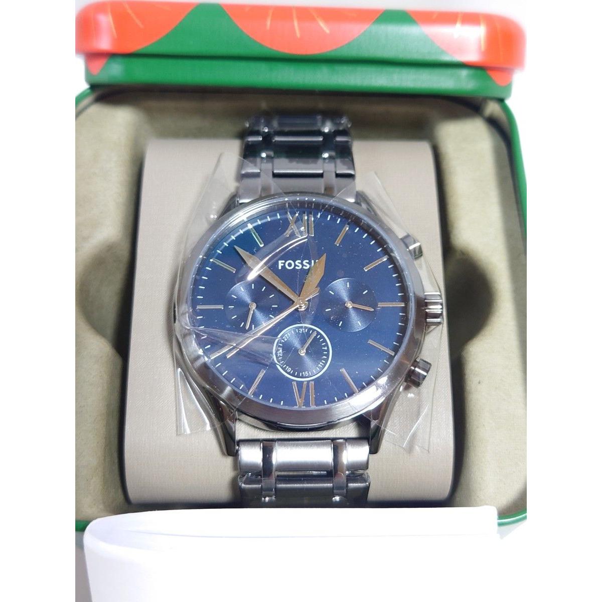 Used New and unused FOSSIL men s watch blue dial chronograph