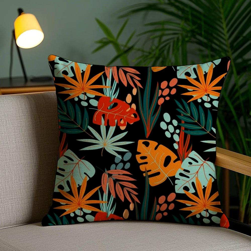 Fresh Floral Pattern Cushion Cover Plush Fabric Soft Double-Sided Printed Invisible Zipper Sofa Pillow Case Home Decor