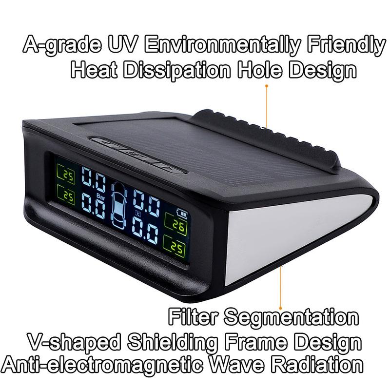 Tire Pressure Monitoring System Digital Display Tire Pressure Alarm System With UV Environmental Heat Dissipation Holes