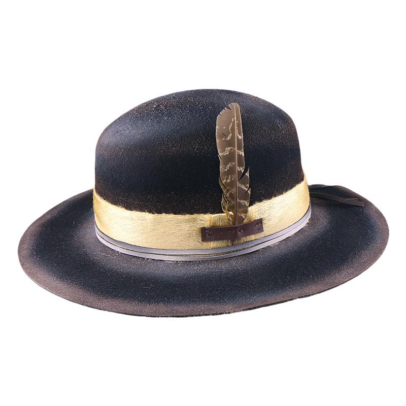 Cappello da Cowboy in Lana Tibetana Cappello da Gentleman Occidentale in Feltro Traspirante Cappello Jazz da Uomo Invernale