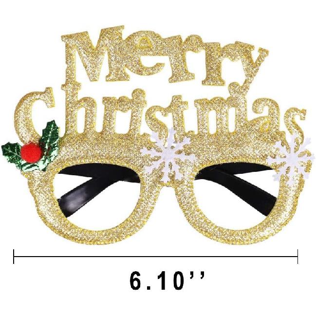 Max Fun 12Pcs Christmas Glasses Glitter Holiday Party Glasses Frames Christmas Decoration Accessories Costume Eyeglasses for Christmas Parties