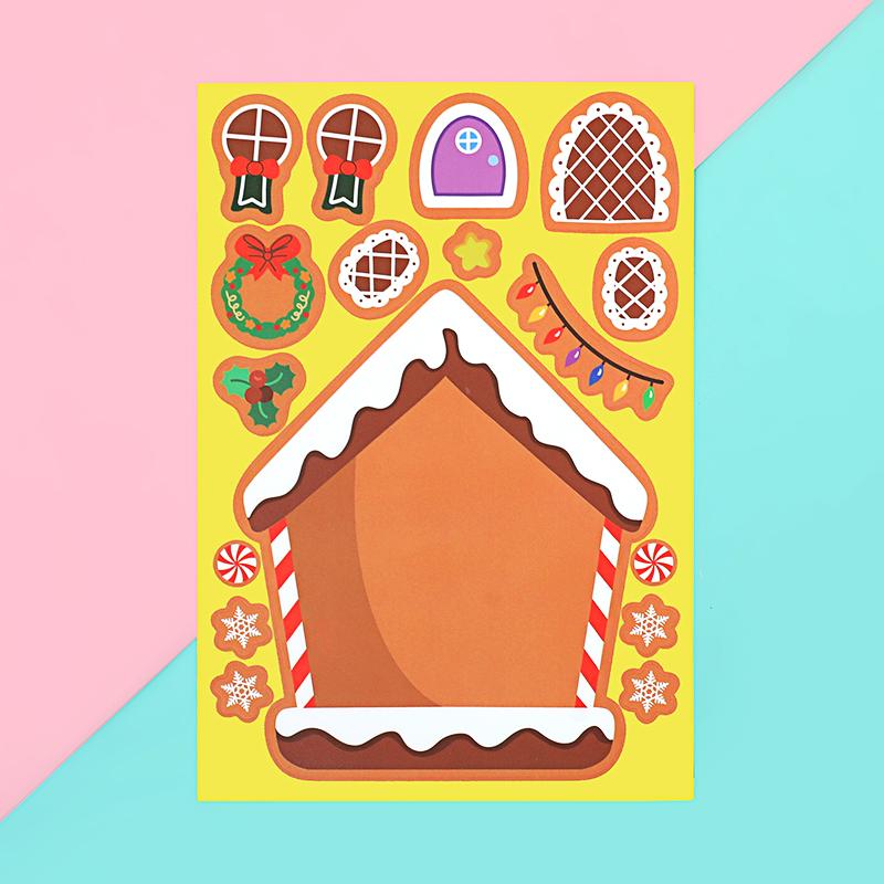 8/16Sheets Christmas Puzzle Stickers Santa Snowman Xmas Tree Make a Face Sticker Kids Party Favors Toy Gift New Year Decoration