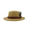 Vintage Pork Pie Hat Men feather fedora hat Webbing Decorative flip-brim Felt hats Panama Gentlemen women Church Jazz Hat
