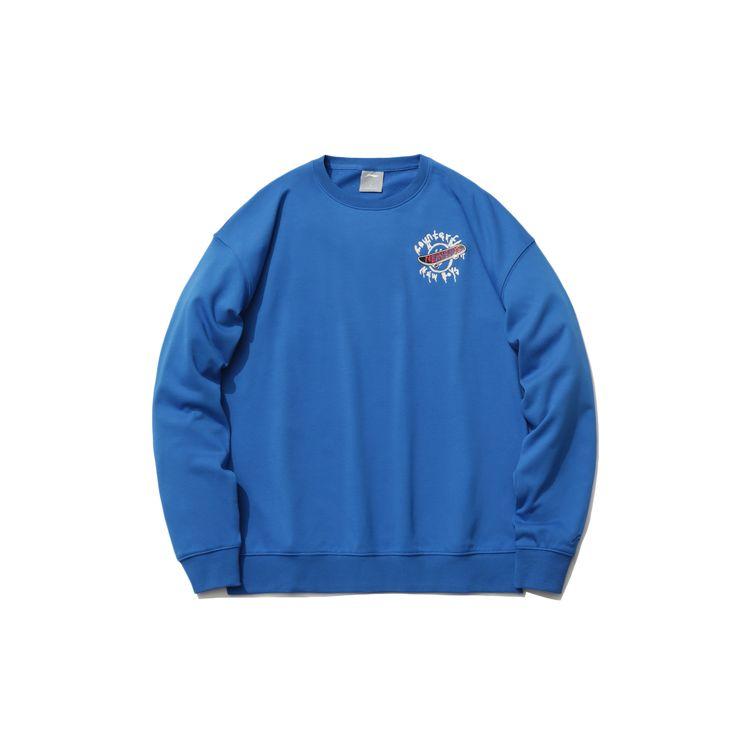Li Ning Sports Fashion Series Loose Fit Pullover Sweatshirt Men Sweatshirt Cyan AWDR504-6