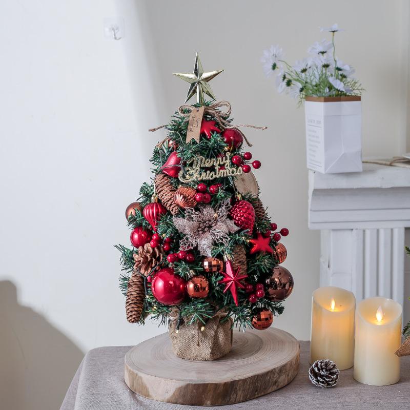 JC Mini Christmas Tree Lights PVC Material Home Decorations Dining Table Countertop Display Corporate Holiday Atmosphere