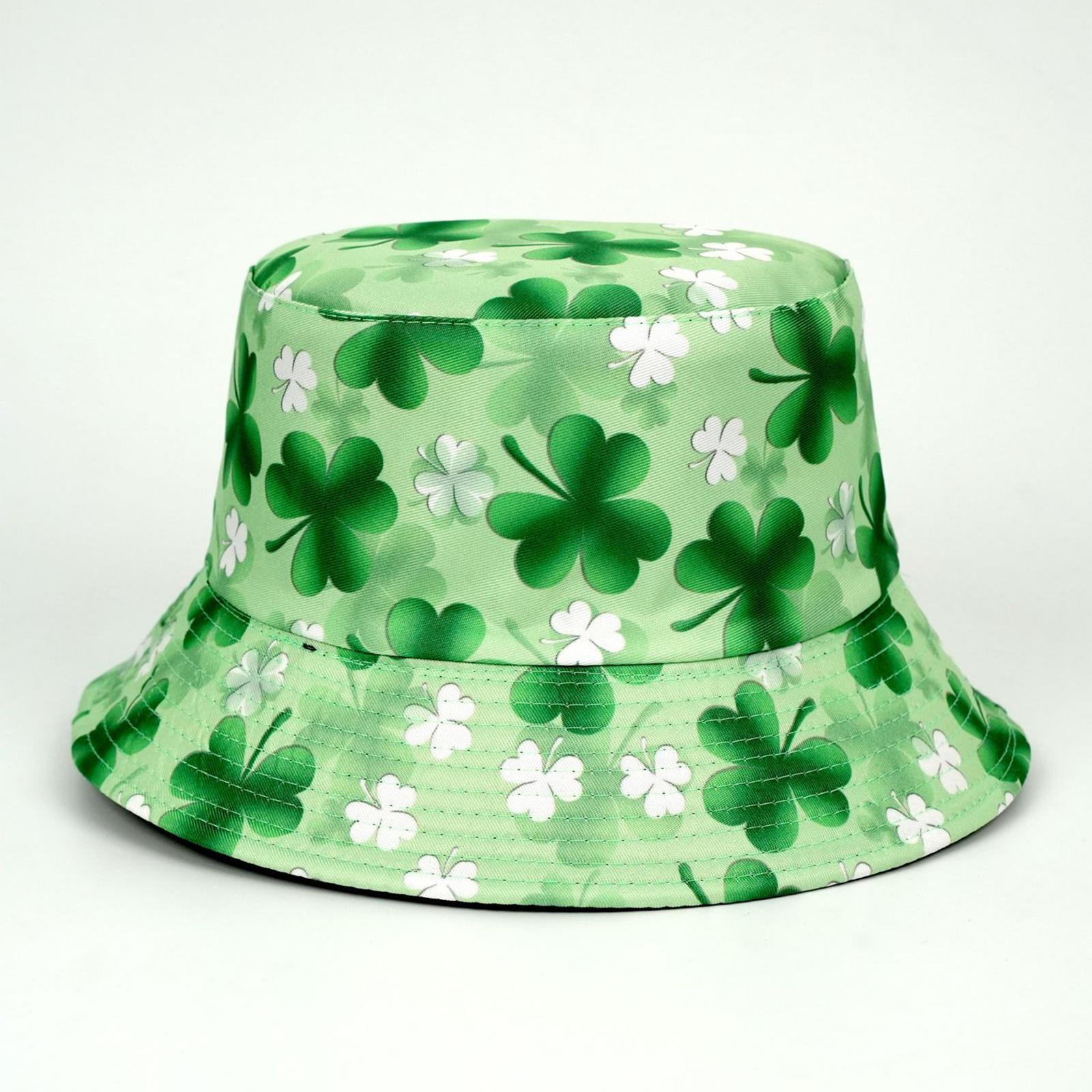 

Men s And Women s St. Patrick s Day Fisherman Hat Big Head Circumference Double-sided Basin Hat Outdoor Hat One Size