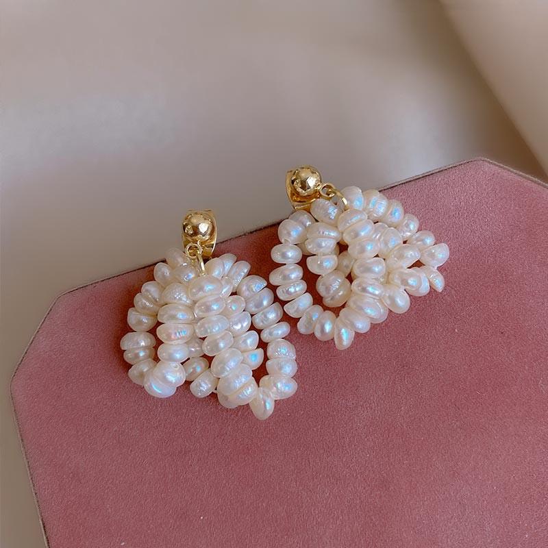 

High Quality 100% Natural Freshwater Pearl 14K Gold Filled Female Tassels Stud Earrings Promotion Anti Allergy Gifts