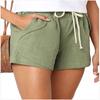 Women's Cotton Linen Shorts Elasticated Waist Shorts Drawstring Straight Leg Pants Beach Shorts
