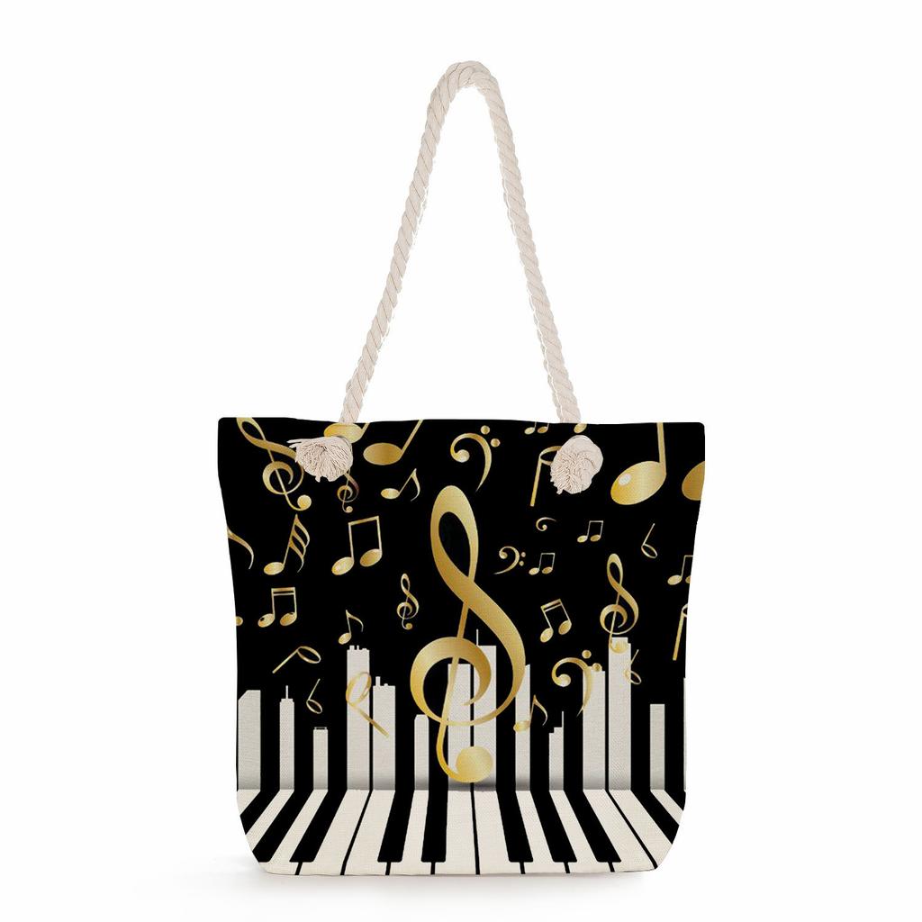 Multifunctional note Printed Thick Rope Shoulder Beach Bag Casual large capacity handbag 7611