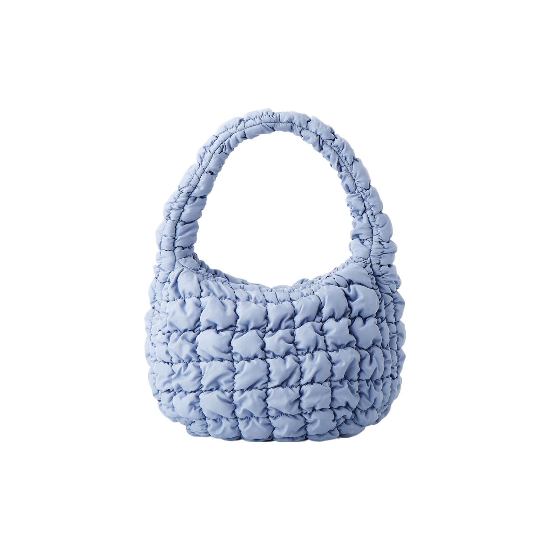 COS Quilted Zipper Closure Polyester Cloud Bag Shoulder Handbag Mini Women handbags Light-Blue 0973537021 Mini