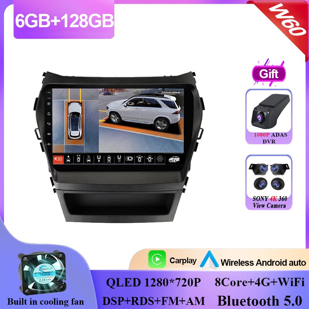 Carplay Android 14 Dla Hyundai Santa Fe 3 2013 - 2016 Radio Samochodowe Stereo Odtwarzacz Multimedialny Nawigacja GPS NIE 2din DVD 5G Wifi BT