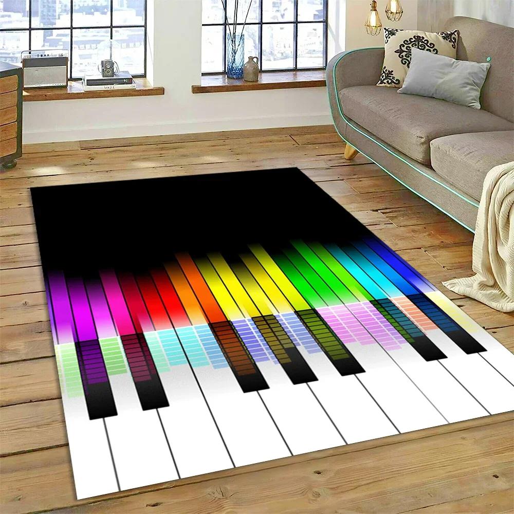 Covor Cartoon cu Chei de Pian 3D, Covoraș pentru Instrument Muzical, Decor pentru Casă, Sufragerie, Dormitor, Canapea, Preș de Intrare, Covor pentru Zona Copiilor, Covor Antiderapant pentru Podea