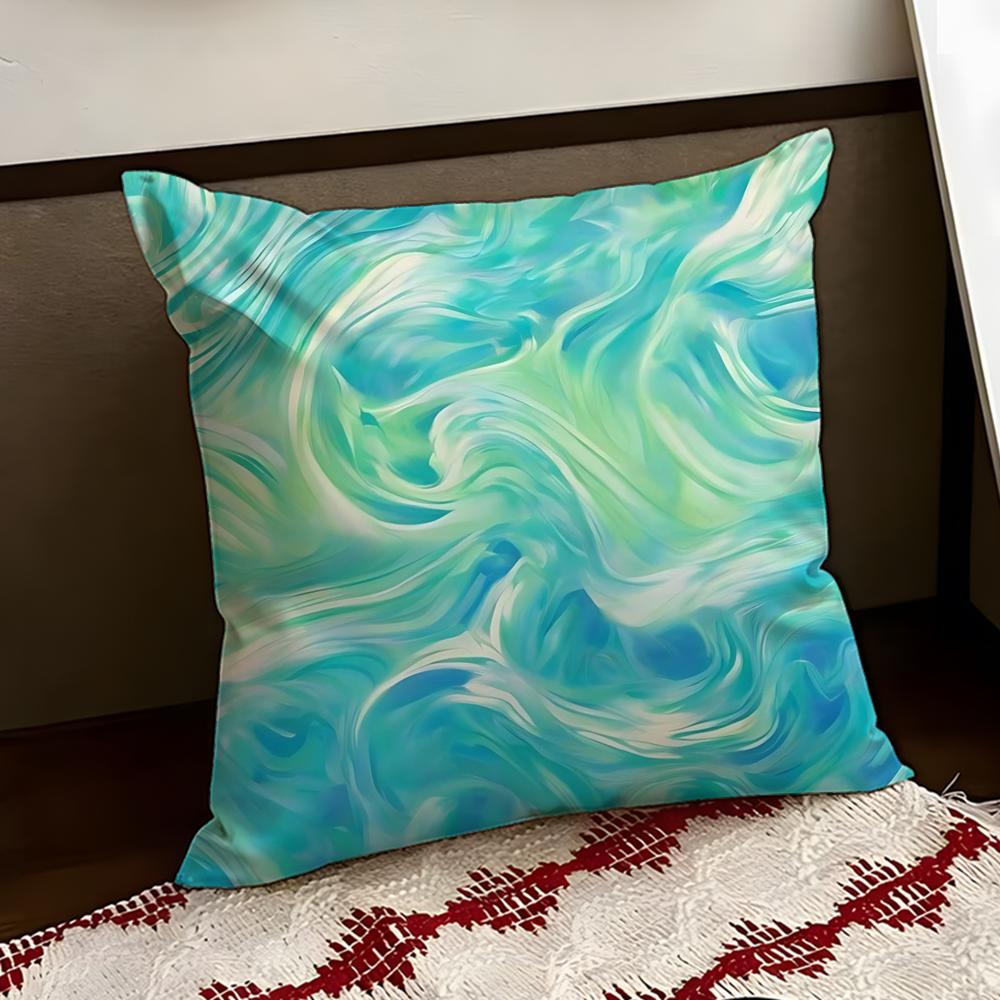 Icy Ice Blue Fluid Flame Cushion Cover Reversible Soft Durable Pillow Cover Home Car MultiScene Use for Daily Comfort