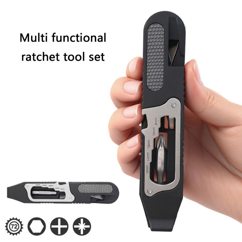 Cycle Repair Driver with Direction Control, 7-in-1 Integrated Spanner Openings and Double-Ended Attachments for Routine Bike Maintenance While