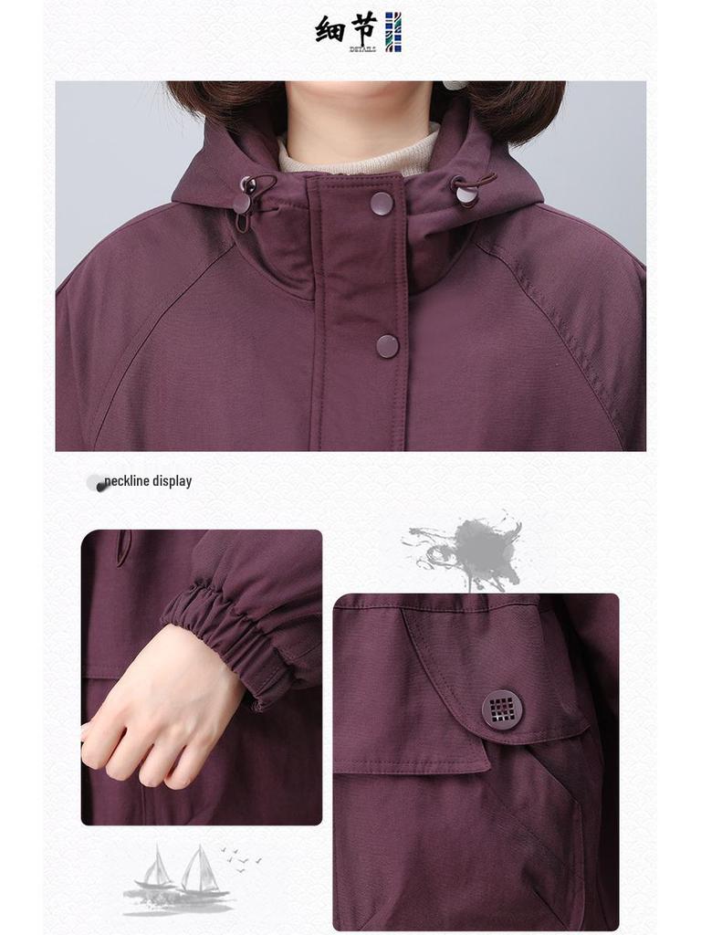 Plus Size Women's Korean Style Parka: 2024 Winter Fleece-Lined, Loose, Slimming Cotton Coat for Moms