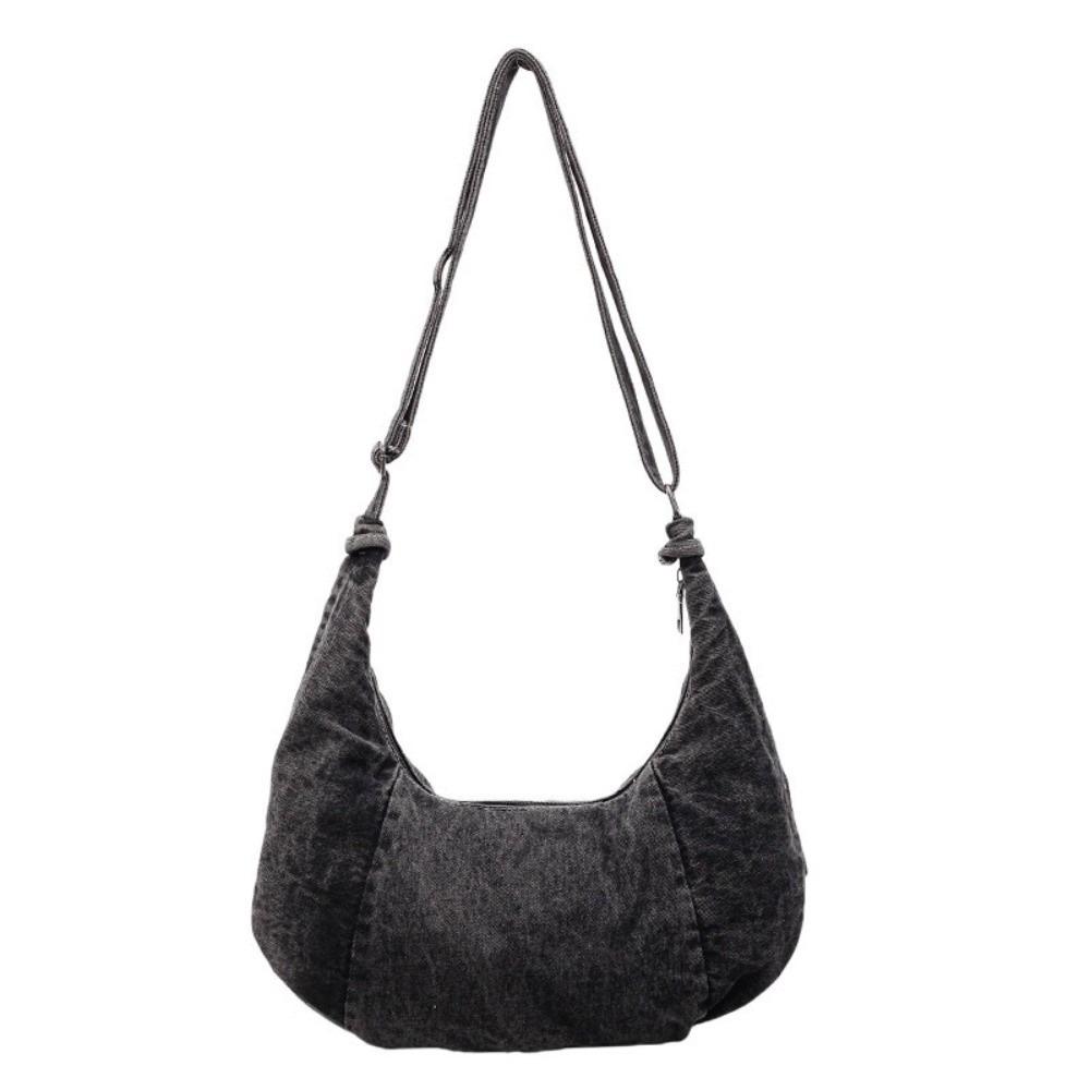 

Versatile Hobo Sling Bag Large Capacity Satchel Bags Fashion Denim Shoulder Bag Handbag чёрный