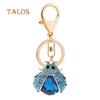 Women Cute Ladybug Shape Crystal Stone Keychain Keys Ring Chain Holder Bag Decor Suspension Trinket