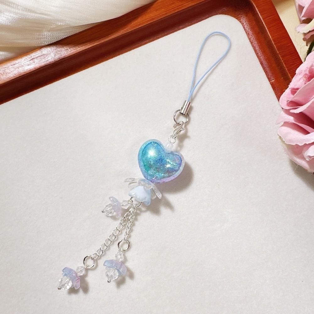 Floral Design Flower Bag Pendant Chubby Shape Mobile Phone Pendant Heart-Shaped Keychain  Student