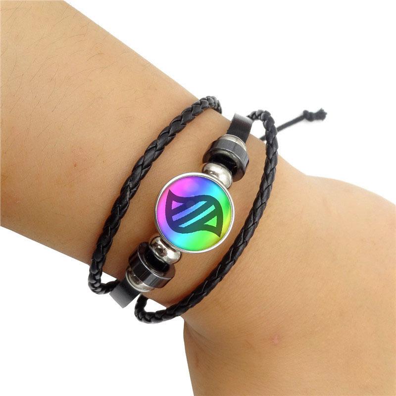 1 Stück Kindergeschenk Anime Mega Stein Pokemon Snap Geflochtenes Lederarmband Glas Cabochon Verstellbares Armband Schmuck für Frauen