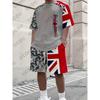 2026 Men's Tracksuit British Flag Pattern Print Short Sleeve T-shirt+Shorts Sets