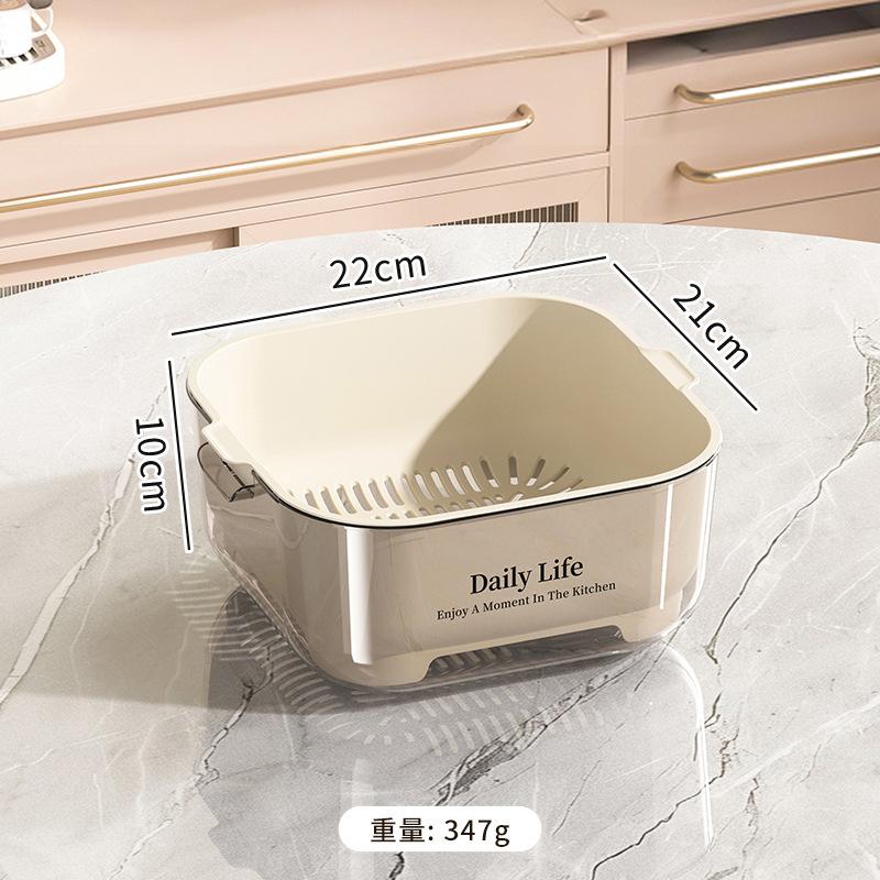 Kitchen Double-layer Drain Basket, Vegetable Washing Basin, Drain Basket, Large Capacity for Kitchen Use