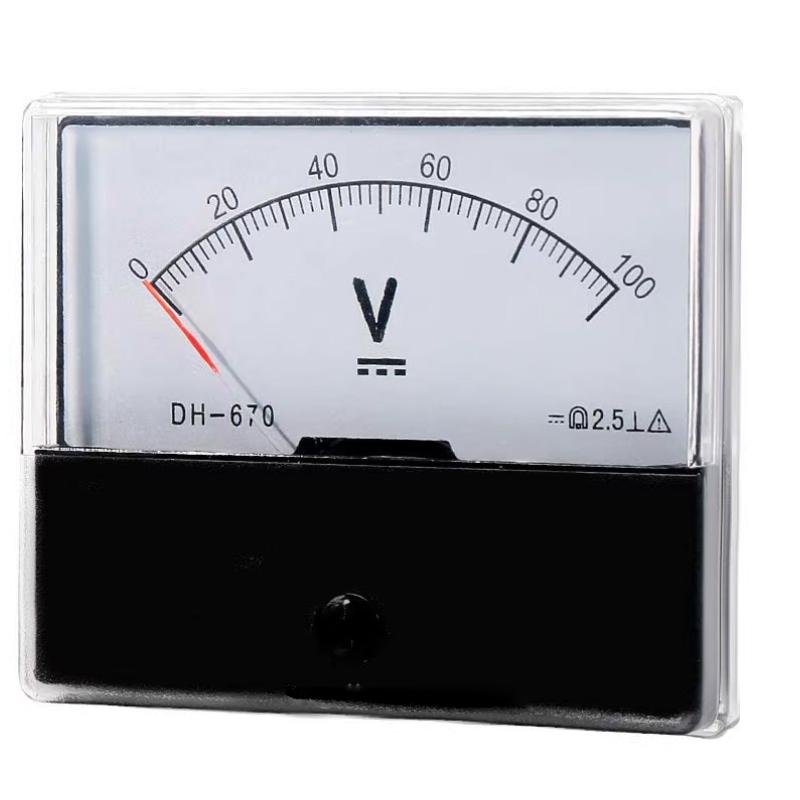 DH-670 DC Voltmeter Pointer Analog 5V 10V 15V 20V 30V 50V 100V 150V 300V 500V 70*60mm Accuracy 2.5
