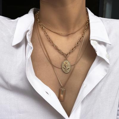 Mood 4-kihilised geomeetrilised ripatsid kaelakeed naistele kullast metallist ussikett kaelakee uue disainiga ehted kingitus