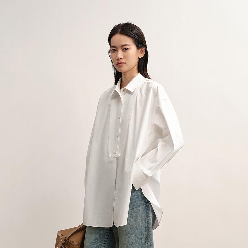 LESS 2025 Autumn H-Shaped Loose Long-Sleeve Shirt