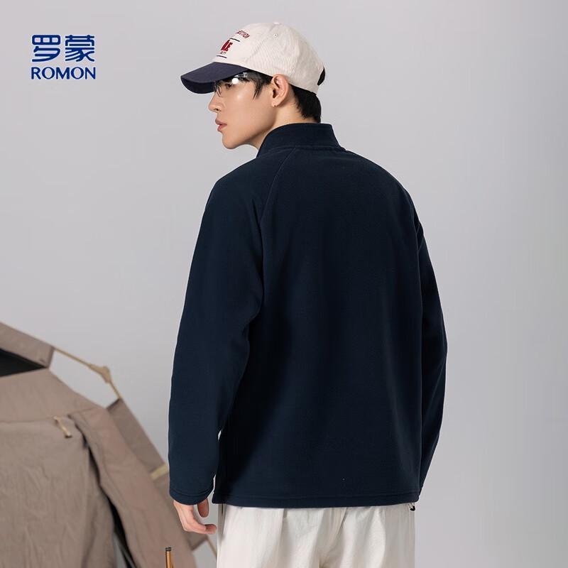 ROMON Men's Double-Sided Fleece Stand Collar Pullover Jacket