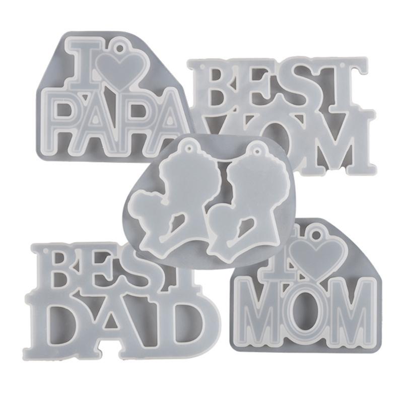 Aromatherapie Tabletten Silikonform PAPA MAMA Anhänger Harzform Schlüsselanhänger Anhänger Epoxid Gießform Hohl Anhänger Formen DIY