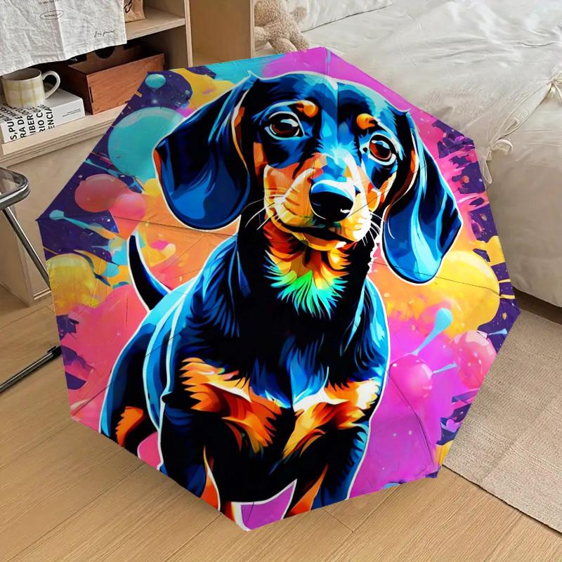 1pc Colorful Dachshund Artwork Umbrella with Plastic Handle,Suitable for All Seasons Home Travel Outdoor UmbrellaDD301