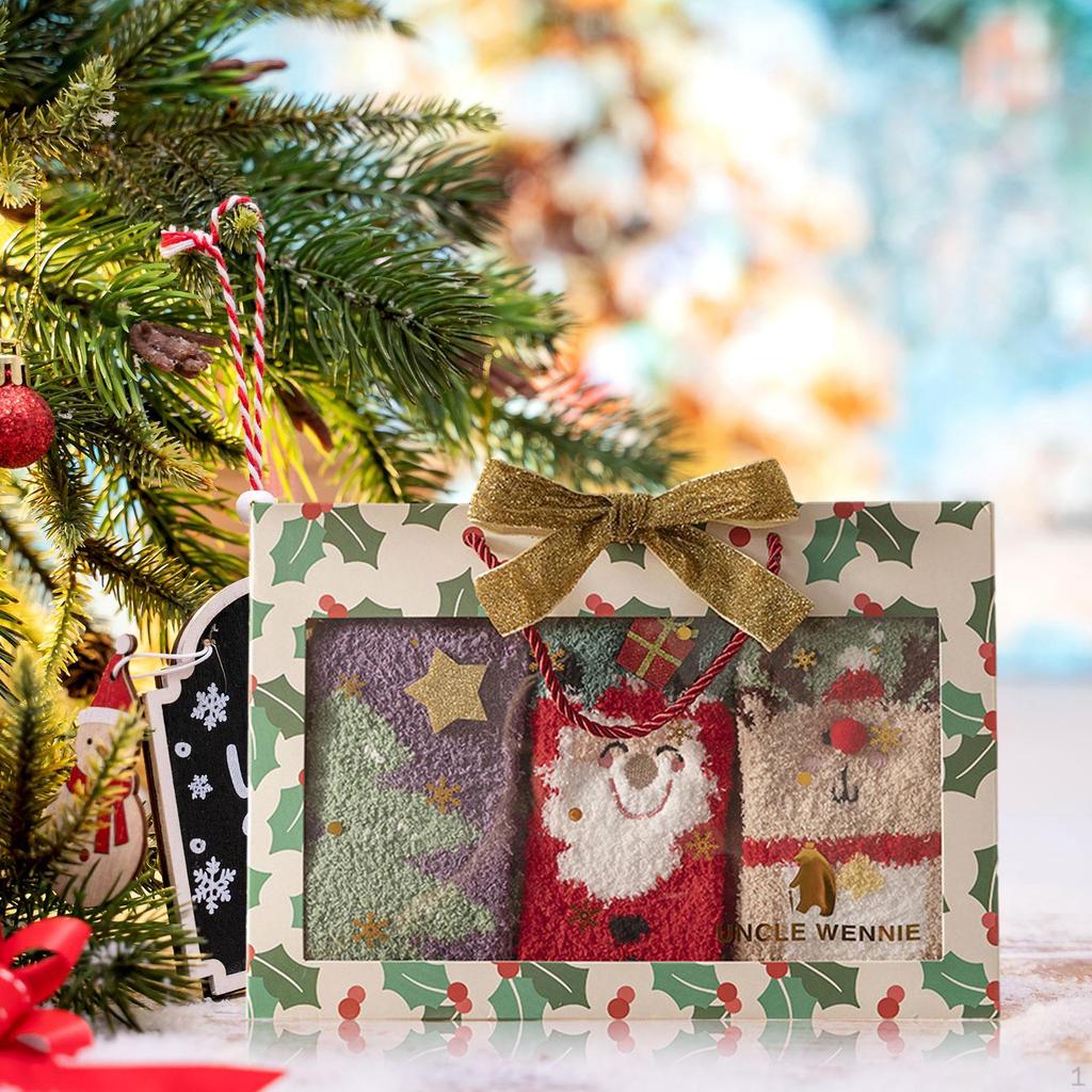 3 Paar Weihnachtssocken für Erwachsene, warm, winterlich, kuschelig, flauschig