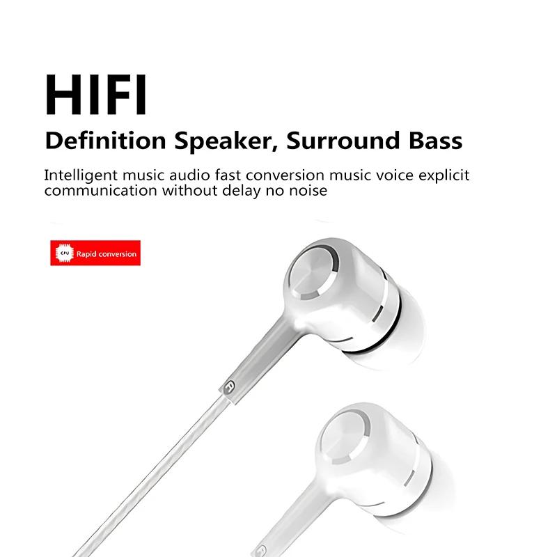 HIFI 35mm Wired Earphone In Ear Headset Heavy Bass Earbuds Sports Monitor Stereo Gaming Headphone With Built In Microphone