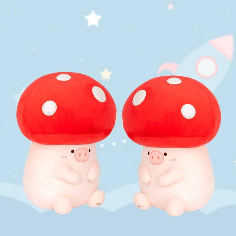 Cute Mushroom Pig Plush Toy Soft Stuffed Animal Doll For Girls Wedding Gifts