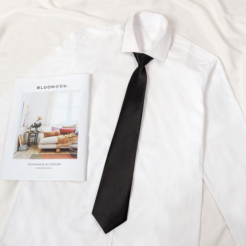 JK Japanischer Stil Unisex Studenten Krawatte mit Reißverschluss - Schwarz Bügelfrei Akademie Fliege für Kinder.