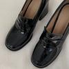 Melting Brown Women Casual Classic Gloss Block Loafer Heel